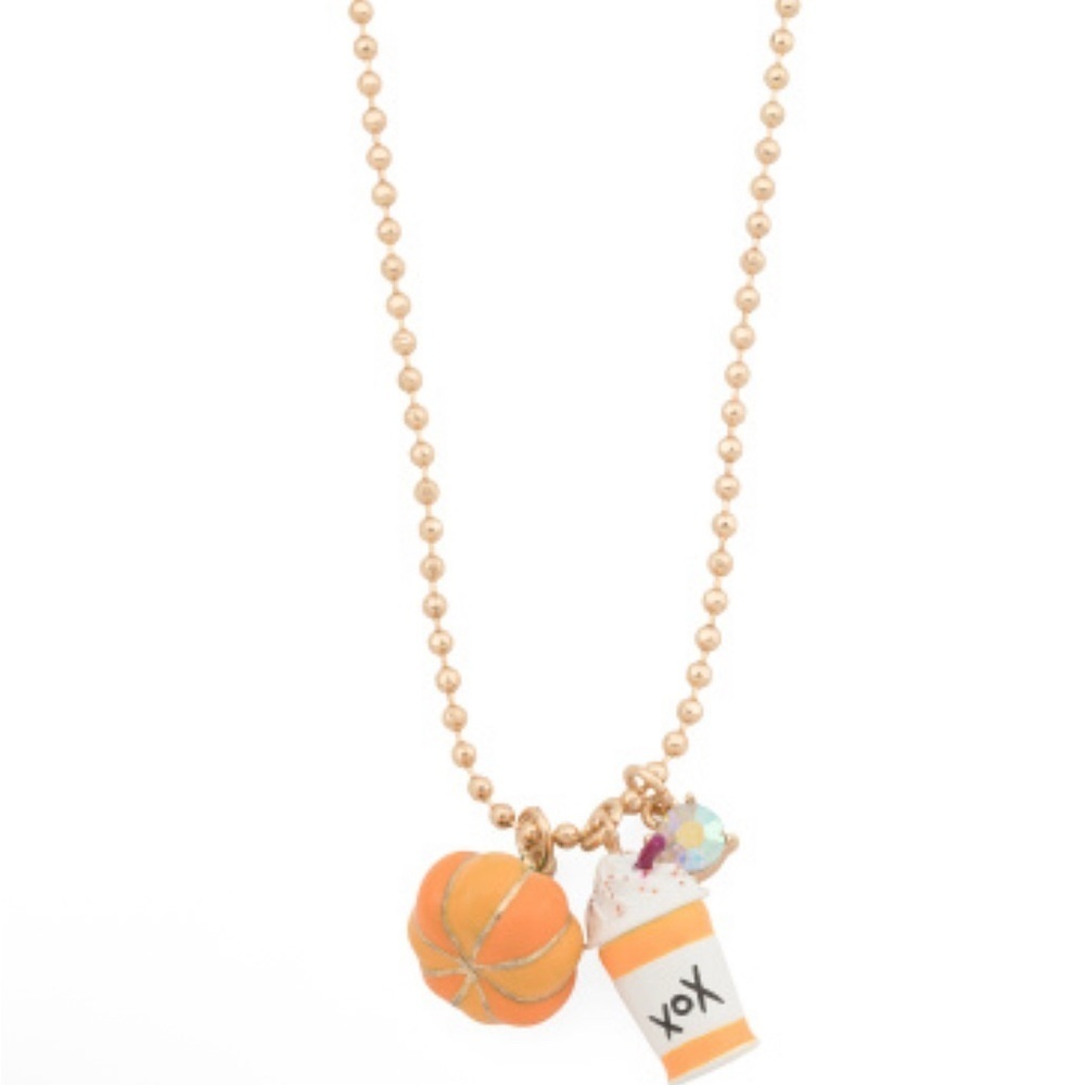 Betsey Johnson  Pumpkin and Coffee Charm Necklace